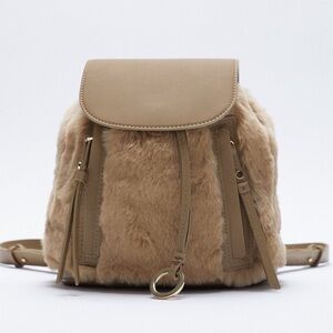 ZARA BNWT Faux Fur Backpack